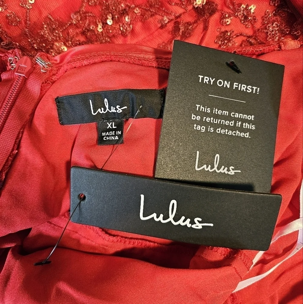 Lulus Blissful Blossoms Red Sequin Backless Embroidered Mesh Maxi Dress - XL